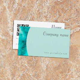 Cartão de visita branco verde-turquesa QR minimali