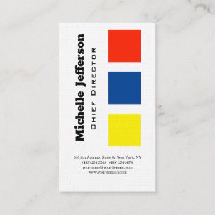 Cartão De Visita Branco vermelho amarelo azul moderno profissional