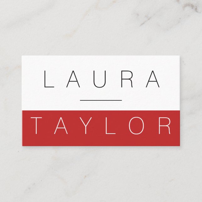 Cartão De Visita Branco vermelho sofisticado do ponto de vista prof (Frente)