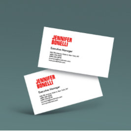 Cartão De Visita Branco vermelho-vermelho-preto moderno e profissio