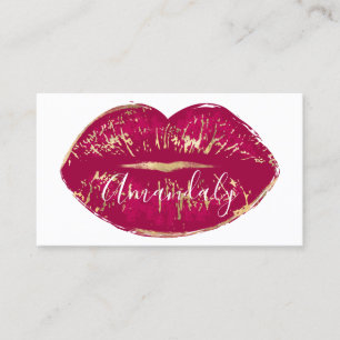 Cartão De Visita Brancos Dourados Vermelhos de Lábios de Artista d