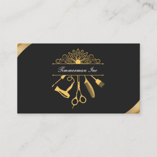 Cartão De Visita Branding Elegante de Salão Elegante de Cabelo Dour