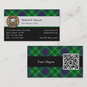Cartão De Visita Brasão do Clã Duncan sobre Tartan