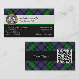 Cartão De Visita Brasão do Clã Malcolm sobre Tartan