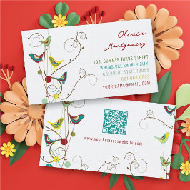 Cartão De Visita Brássaros Coloridos De Verão E Nadadores Modernos