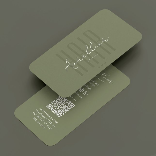Cartão De Visita Brava de Cabelo Moderno, Sala de Beleza (Modern Hairdo Braids Hair Stylist Beauty Sage Business Card
)