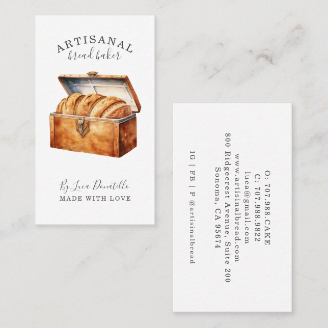 Cartão De Visita Bread Bakery Baker Business Card (Frente/Verso)