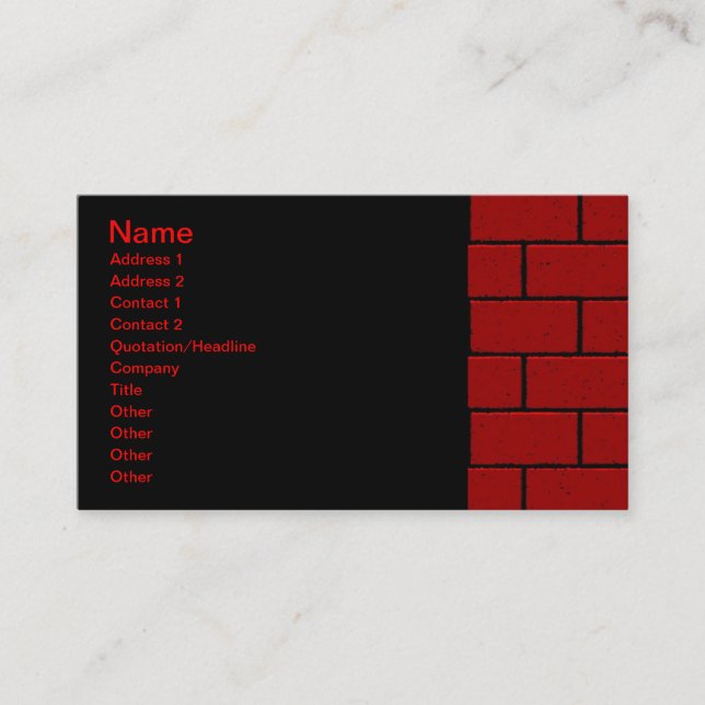 CARTÃO DE VISITA BRICK BACKGROUNDS VERMELHO FORMAS DE RETÂNGULO GRÁ (Frente)