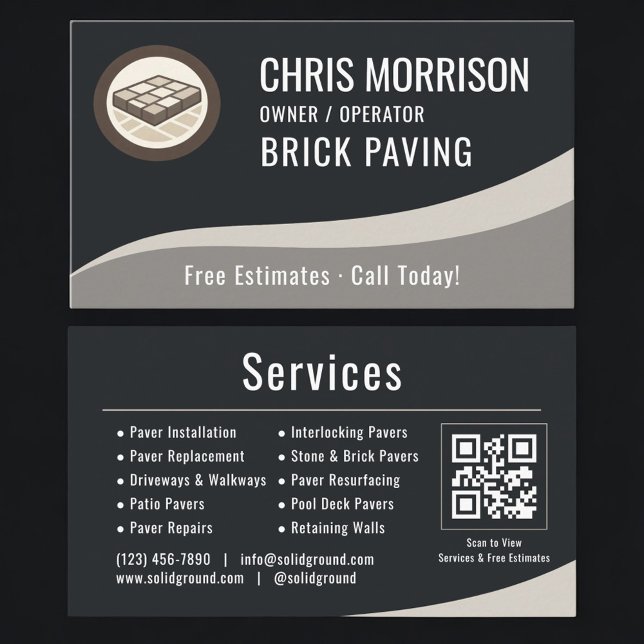 Cartão De Visita Brick Paving QR Code Professional (Criador carregado)