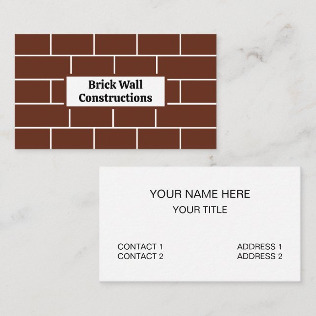 Cartão De Visita Brick Wall Bricks Construction (Frente/Verso)