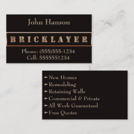 Cartão De Visita Bricklayer, minimalista e masculina