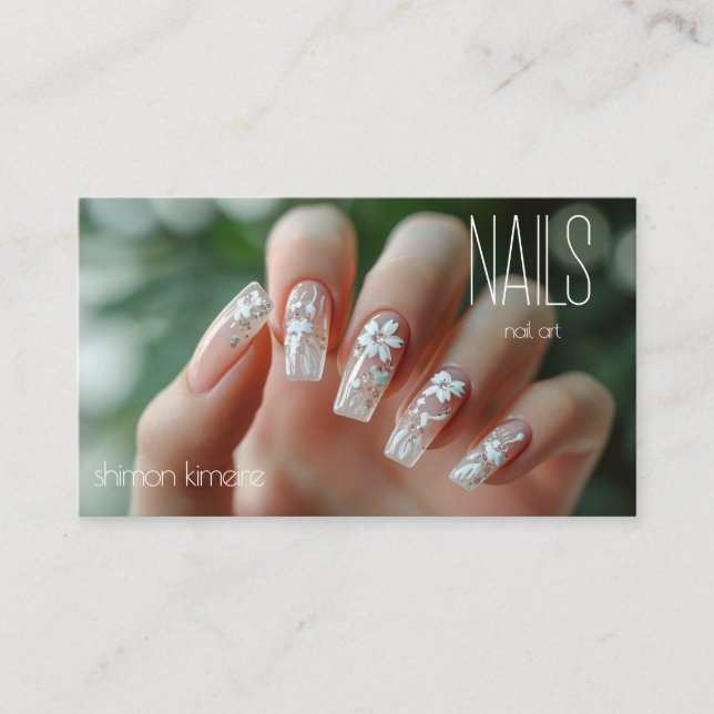 Cartão De Visita Bridal Floral Nail Art Manicurist Lealdade (Frente)