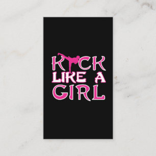 Cartão De Visita Briga de Garota do Kickboxing de Artes Marciais