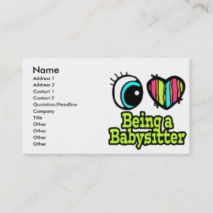 Cartão De Visita Bright Eye Heart I Love Be a Babysitter