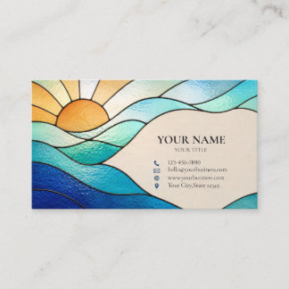 Cartão De Visita Bright Ocean Sunrise Stained Glass Business Card