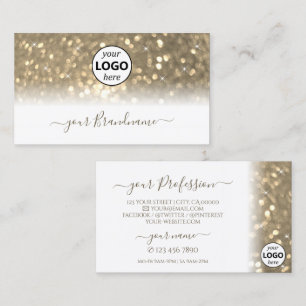 Cartão De Visita Brilhante branco Dourado luxuoso com logotipo