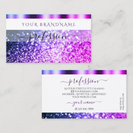 Cartão De Visita Brilhante branco Elegante, cor-de-rosa, roxa, bril