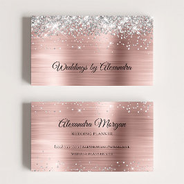 Cartão De Visita Brilhante Glitter Prata Dourado Rosa Cetim Foil Om