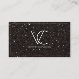 Cartão De Visita Brilhante Mínimo Moderno Preto