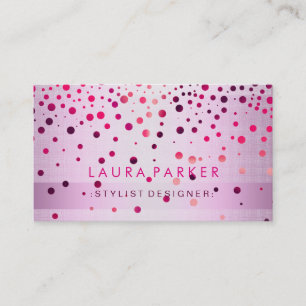 Cartão De Visita Brilhante, Rosa, Confetti Linen Elegante