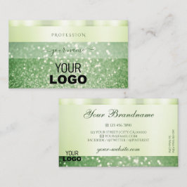 Cartão De Visita Brilhante Verde Elegante com Shimmery de Logotipo