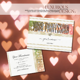 Cartão De Visita Brilhante Verde Rosa Brilhante Branco e Diamantes