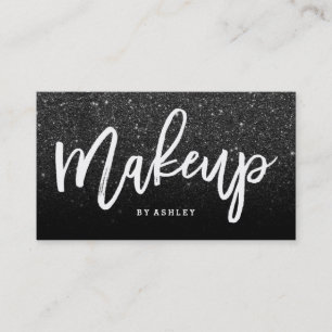 Cartão De Visita Brilho chique do preto do falso da tipografia do