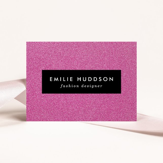 Cartão De Visita Brilho Cor-de-Rosa, Minigrama, Fundo da Brilhante (Criador carregado)
