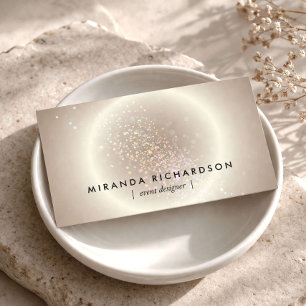 Cartão De Visita Brilho de Confetes Celestiais Dourado