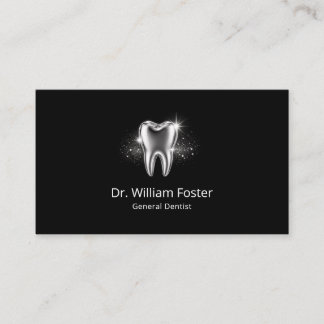 Cartão De Visita Brilho de Dente Prata Preto Minimalista Premium  