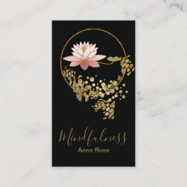 Cartão De Visita Brilho Dourado de Lotus do Mindfulness da