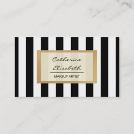 Cartão De Visita Brilho Dourado do falso, listras pretas,