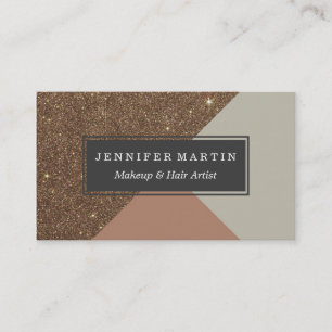 Cartão De Visita Brilho Dourado & Taupe do falso elegante &