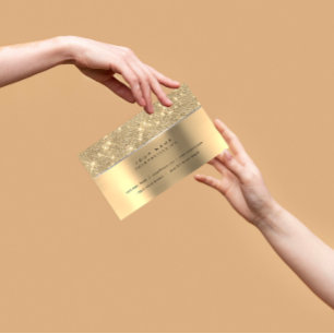 Cartão De Visita Brilho Dourado VIP das listras do diamante do