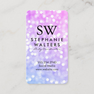 Cartão De Visita Brilho elegante do encanto do monograma