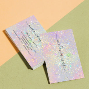 Cartão De Visita Brilho Elegante Glamour Holográfico Beleza Faíscas