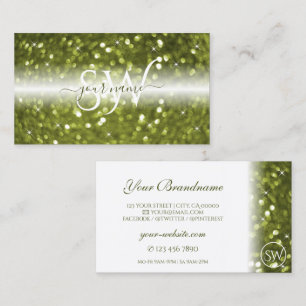 Cartão De Visita Brilho Glitter Inicial Branco Amarelo Esverdeado