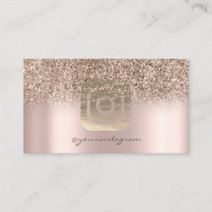 Cartão De Visita Brilho Glitter Rosa Dourado Instagram