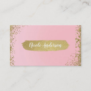 Cartão De Visita Brilho Moderno Chique Rosa Bege Dourado Glamouroso