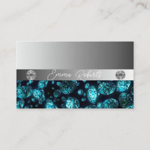 Cartão De Visita Brilho Prateado Resplandecente Glitter Diamantes  