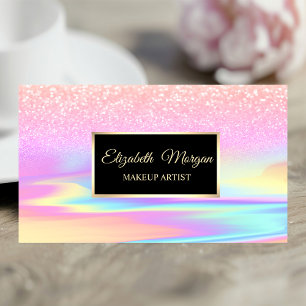 Cartão De Visita Brilho Profissional Moldura Holográfica Bokeh