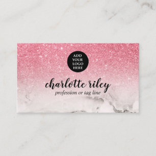 Cartão De Visita Brilho Rosa Brilhante Cursivo Adicione seu Glama d