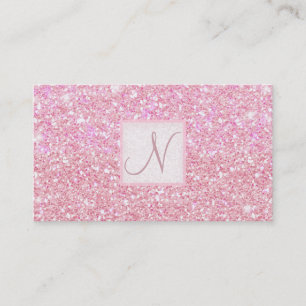 Cartão De Visita Brilho Rosa Claro Chic Glam Glitzy Salão Spa