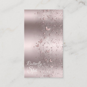 Cartão De Visita Brilho Rosa Glitter Faísca Borboleta Revoar