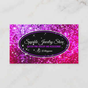 Cartão De Visita Brilho Rosa Glitz Glam Estrelas jóias roxo claro