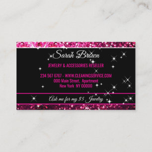 Cartão De Visita Brilho Rosa Glitz Glam Starlust luz