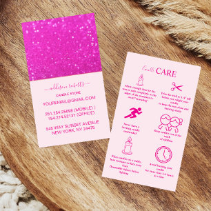 Cartão De Visita Brilho Rosa Moderno Estilo de Cuidado com Velas