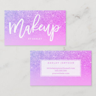 Cartão De Visita Brilho roxo do rosa da tipografia do maquilhador