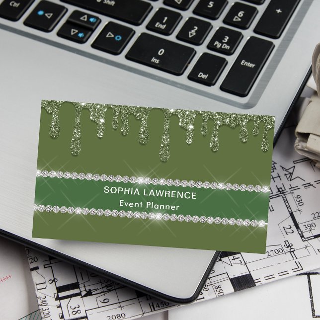 Cartão De Visita Brilho Verde da Sage Moderna (Criador carregado)