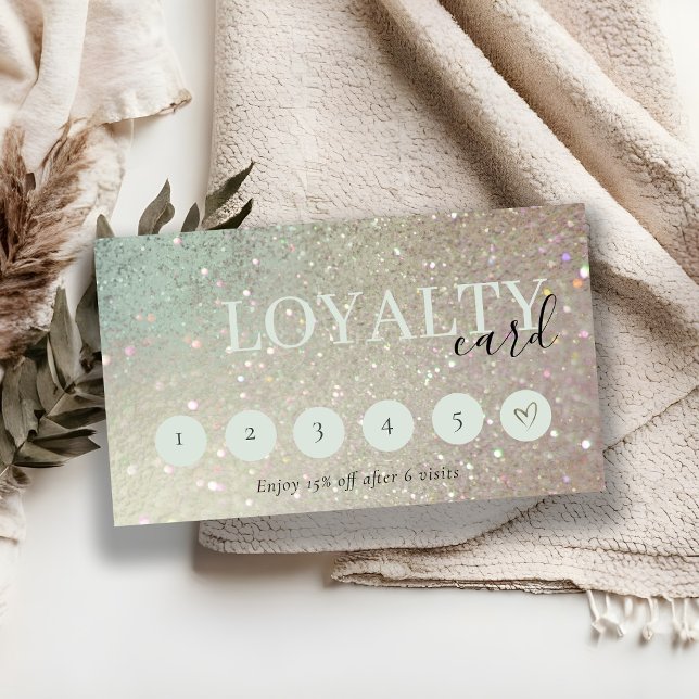 Cartão De Visita Brilho Verde Rosa Aqua S 6 Punch Lealdade (Criador carregado)